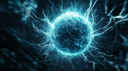 Obraz premium The sphere is appearing as if it is radiating energy, with delicate lines and nodes forming a complex web around it