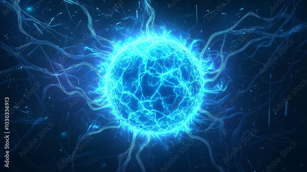 Wall mural the sphere is appearing as if it is radiating energy, with delicate lines and nodes forming a comple