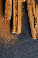 cinnamon tree bark with golden powder