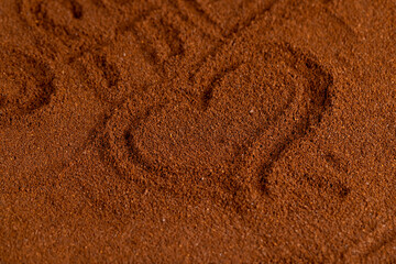 a large amount of ground coffee powder close-up