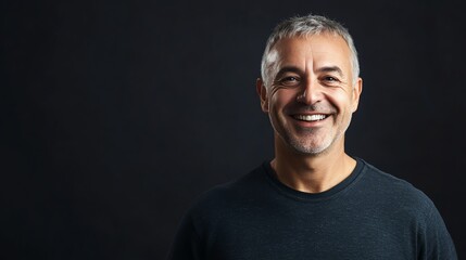 Obraz premium A man with gray hair and a beard smiles at the camera.