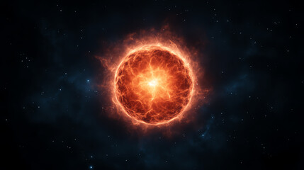 Obraz premium A brilliant depiction of a glowing star in the vastness of space. The star radiates intense light and energy against a dark cosmic backdrop, symbolizing the beauty of the universe.