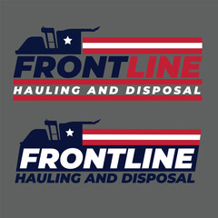 "Frontline" truck logo with blue, red, and gray colors