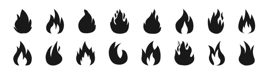 Fire icon vector set. Collection of fire and flame icons. Bonfire icons, flaming elements. © SunnyScrap