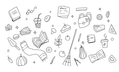  linear vector autumn set of objects