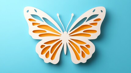 Layered paper cut butterfly pattern with detailed, fragile wings for a delicate nature design, paper cut butterfly, delicate nature pattern