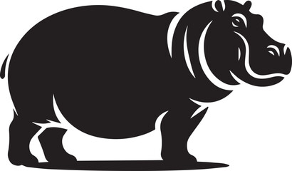 Hippopotamus silhouette cartoon illustration