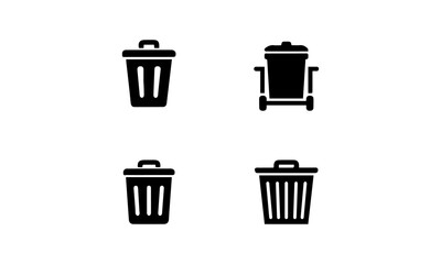 trash can icon silhouettes in black and white