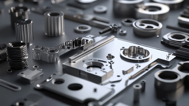 3D rendered image illustrating the CAD development process for plastic molds, sheet metal parts, or assemblies.



