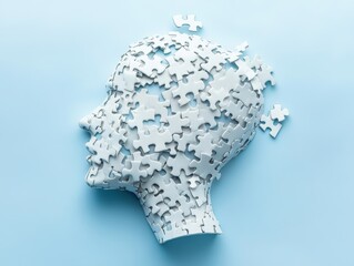 Human head from puzzle pieces, World Mental Health Day