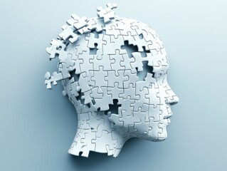 Human head from puzzle pieces, World Mental Health Day