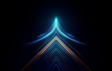 Abstract digital art with lines of glowing light in blue and orange.