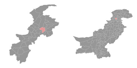 Obraz premium Buner district map, administrative division of Pakistan. Vector illustration.