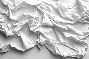 Obraz premium Crumpled white paper with textured folds and creases in an abstract arrangement Generative AI