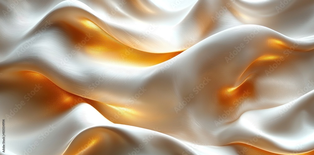 Wall mural abstract flowing waves of smooth white and beige fabric-like texture with soft lighting and gradient