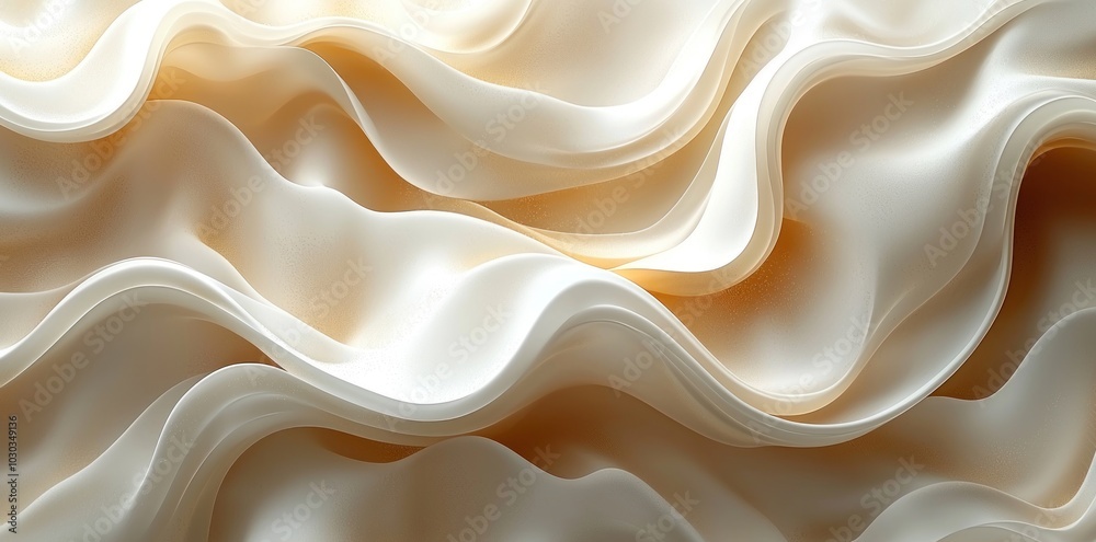 Wall mural abstract flowing waves of smooth white and beige fabric-like texture with soft lighting and gradient