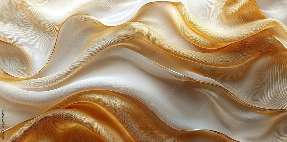 Wall mural abstract flowing waves of smooth white and beige fabric-like texture with soft lighting and gradient