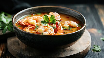 Spicy Sour Soup with Shrimp and Herbs