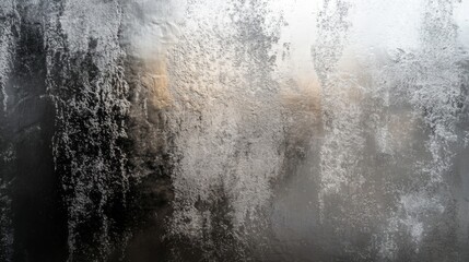 Frozen pattern on winter glass. Blue ice frost background, texture blue wallpaper. Crystals of snow on window surface. Screen overlay abstract design