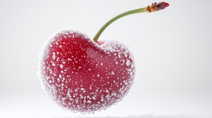 Frozen Berry isolated on white background closeup photo. Fruits in the freezer. Healthy diet red fruits concept design. Food banner with copy space.