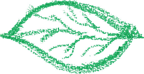 Leaf drawn with green pencil on isolated background