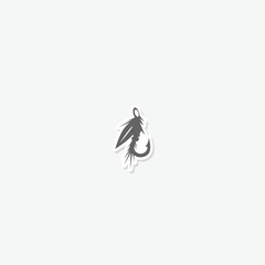 Fly fishing lure icon sticker isolated on gray background