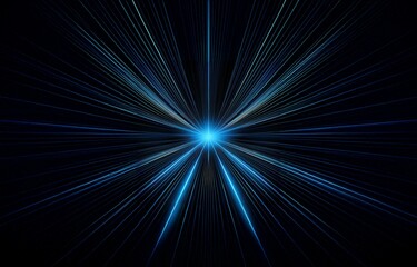 Blue lines radiate outward from a bright central point in a dark background.