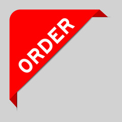Red color of corner label banner with word order on gray background