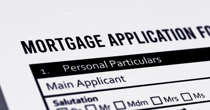 Filling Mortgage application form, close-up loan claim, camera movement over paper form, footage