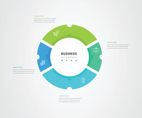 Infograph circle 4 section pie chart