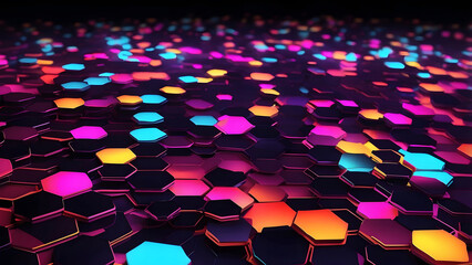 Obraz premium Abstract Neon Hexagon Pattern wallpaper background