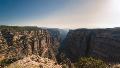 Beautiful Canyon and Blue Sky View from Peak