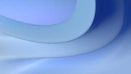 An elegant and modern 3D rendering of an abstract background featuring a matte twisted gentle curve in a blue and white gradient, creating a sense of luxury.