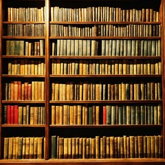 Old books in a library, AI generated