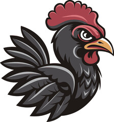 Bold and Vibrant Chicken Head Illustration - Detailed Rooster Artwork in Vector Style, Perfect for Farm Animal Merchandise, Rustic Decor, and Agriculture Branding. High-Quality Poultry Graphic.
