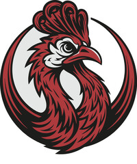 Bold and Vibrant Chicken Head Illustration - Detailed Rooster Artwork in Vector Style, Perfect for Farm Animal Merchandise, Rustic Decor, and Agriculture Branding. High-Quality Poultry Graphic.