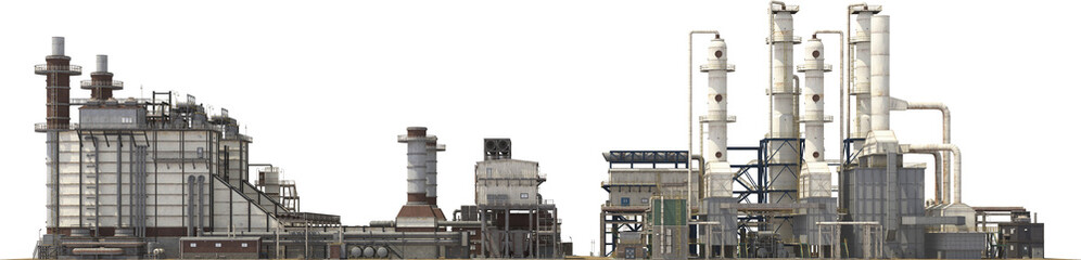 industrial refinery building complex high detailed arch viz cutout