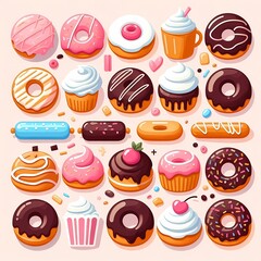a cartoon illustration of a cake with a lot of different cakes.
