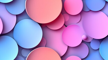 Soft gradient circles, overlapping with smooth transitions, 3D illustration