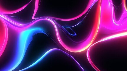 Creative abstract design of neon shapes on a black background, dynamic and vibrant