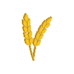 isometric 3d  pixel wheat icon. Vector pixel art gluten 8 bit logo for game