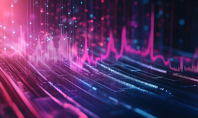 Futuristic Stock Market Chart with Glowing Data or Dynamic Financial Timeline for graphic background