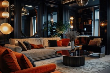 Luxury apartment furniture room architecture.