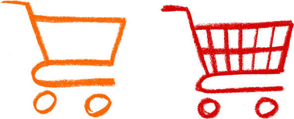Shopping Cart Crayon Chalk Drawing Icon Vector Set © Grunge Designs