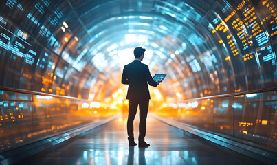 Obraz premium Dynamic Business and Investment Scenes: Entrepreneurs Navigating Markets in Modern, Natural, and Luxury Environments