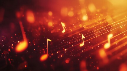Abstract Glowing Musical Notes on Bokeh Background - Music and Celebration