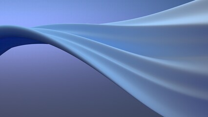 Matte twisted gentle curve in blue and white gradient, modern artistic curved elegant and modern 3D rendering abstract background.