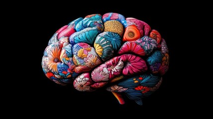 Fototapeta premium A colorful brain, filled with positive thoughts, ideas, and affirmations