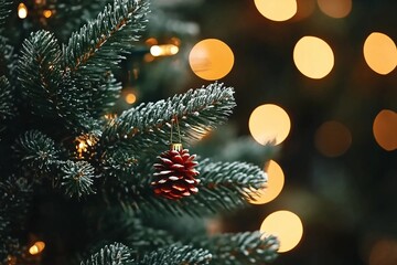 Close up view of a Christmas tree background