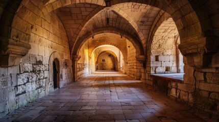 Fantasy medieval gallery in the castle.